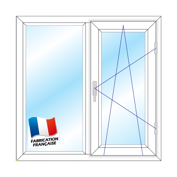 Fenêtre PVC 1 vantail double H100 x L100 Deceuninck FR ouverture à la française